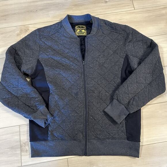 Anchorage Quilted Bomber Jacket Men’s L Gray Zip Front Stretch Panels Casual - Picture 1 of 3